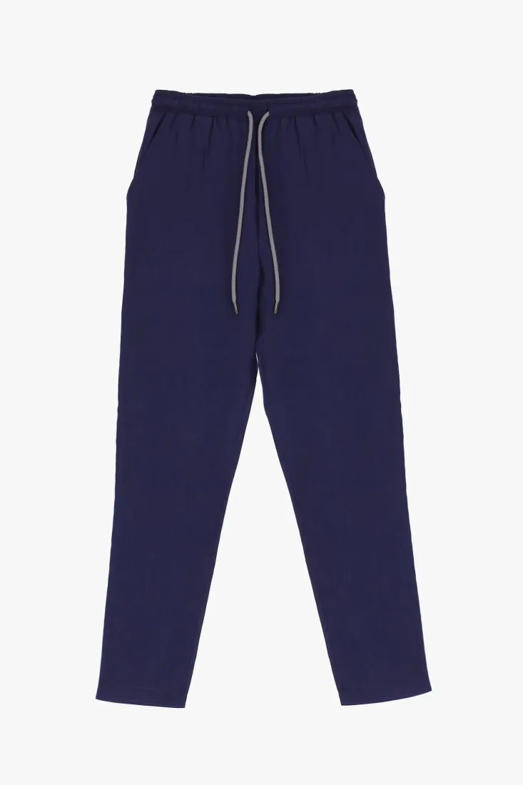 Pantaloni straight monocolour con coulisse e tasche verticali