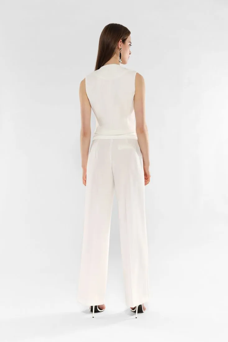 Pantaloni straight monocolour con piega stirata
