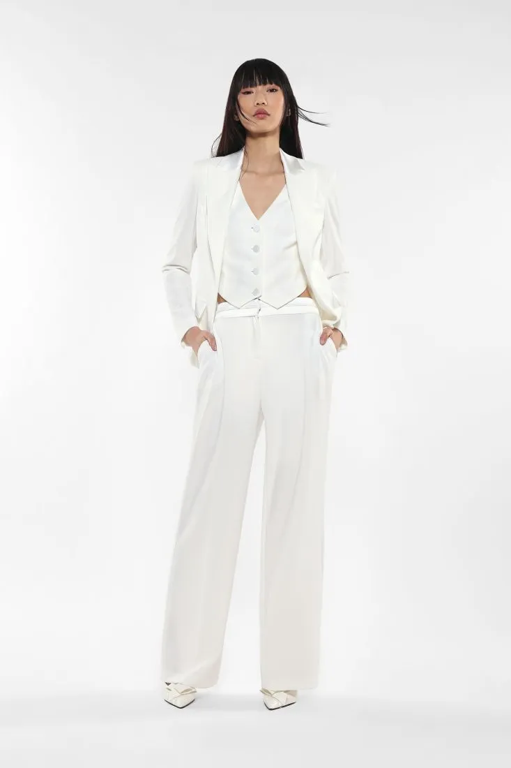 Pantaloni straight monocolour con piega stirata
