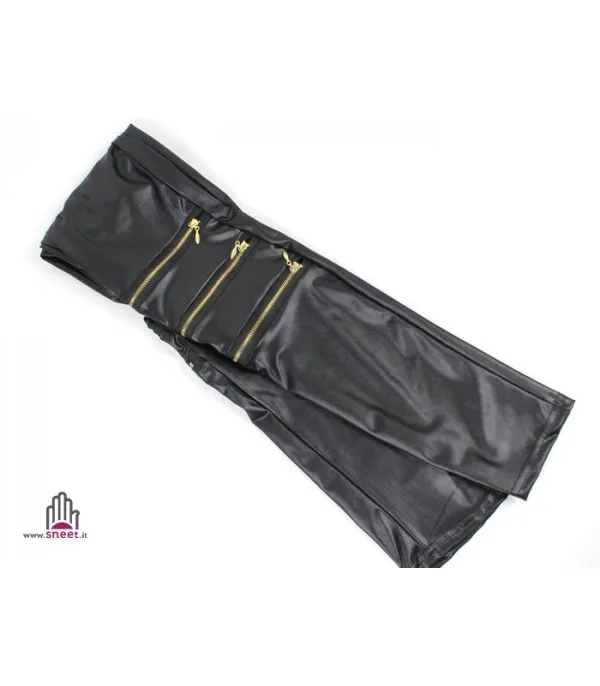 Pantaloni Zip Ecopelle
