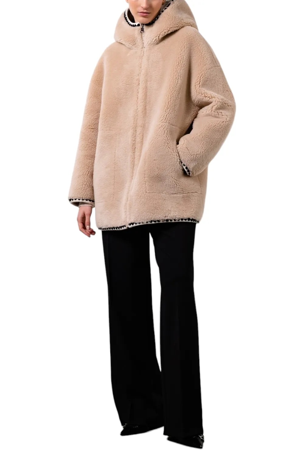 parka donna in orsetto beige