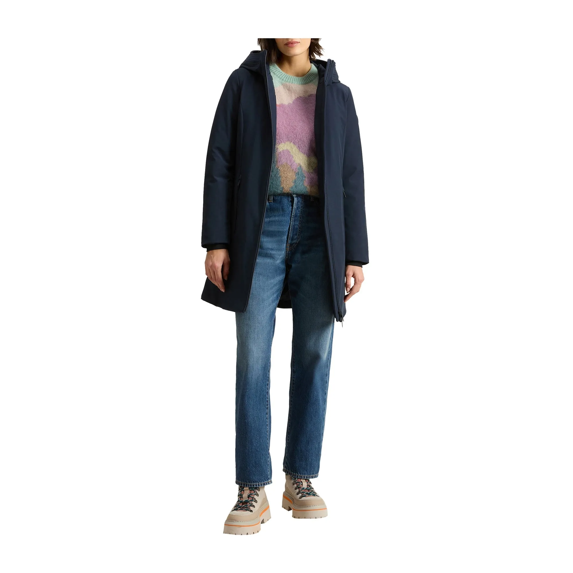 Parka Donna lungo Firth liscio Blu
