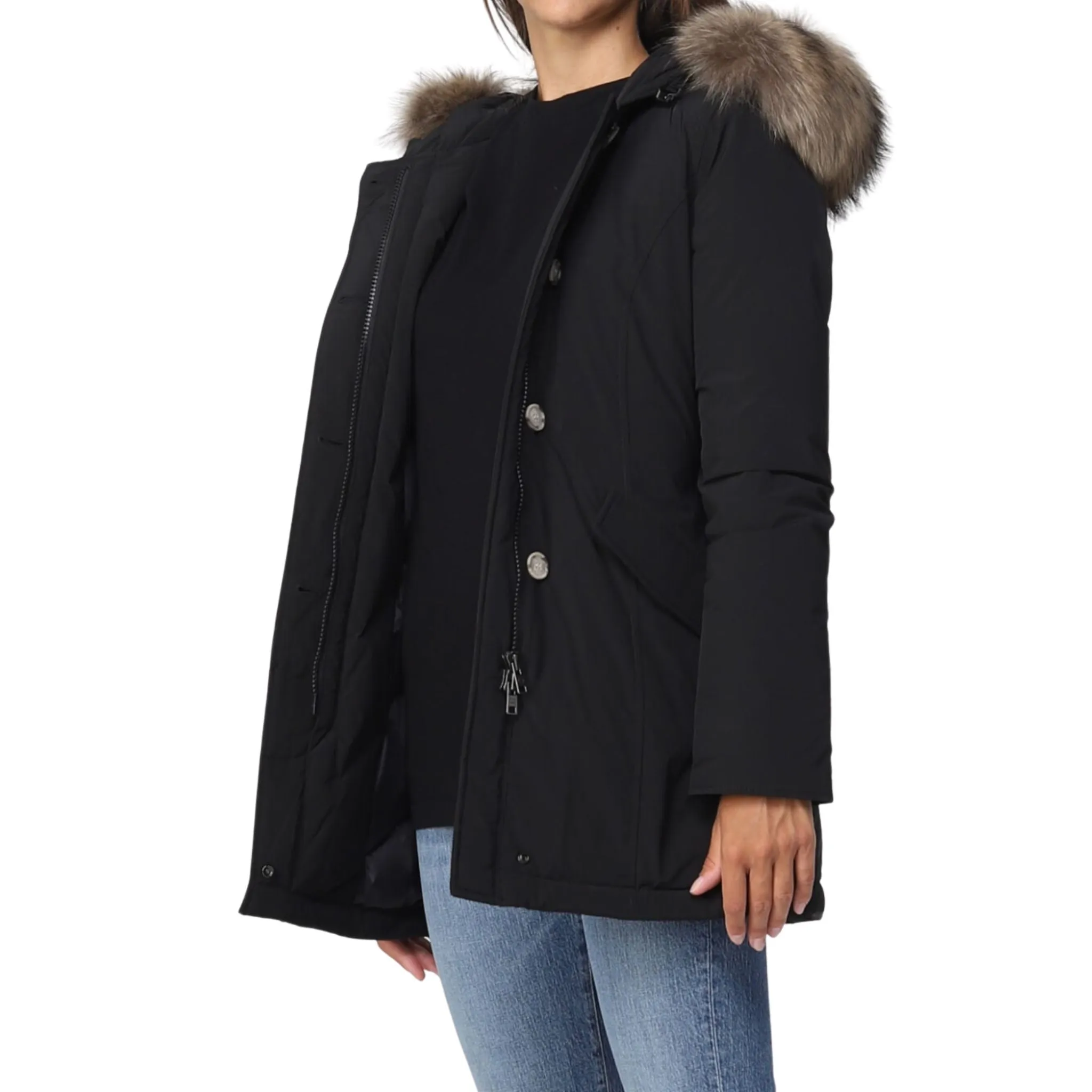 Parka Donna Nero con cappuccio