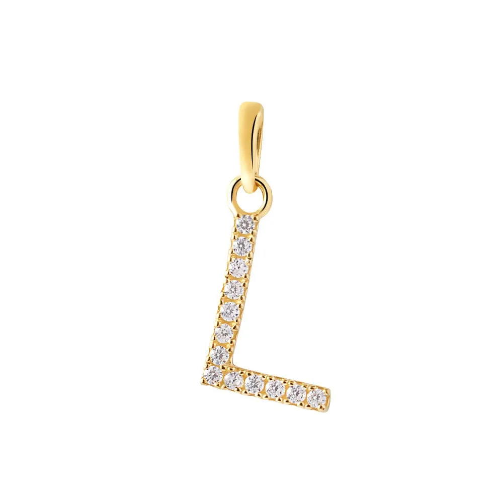 Pendente Lettera L Poème Oro Giallo 375/1000 Cubic Zirconia Bianco 1412453