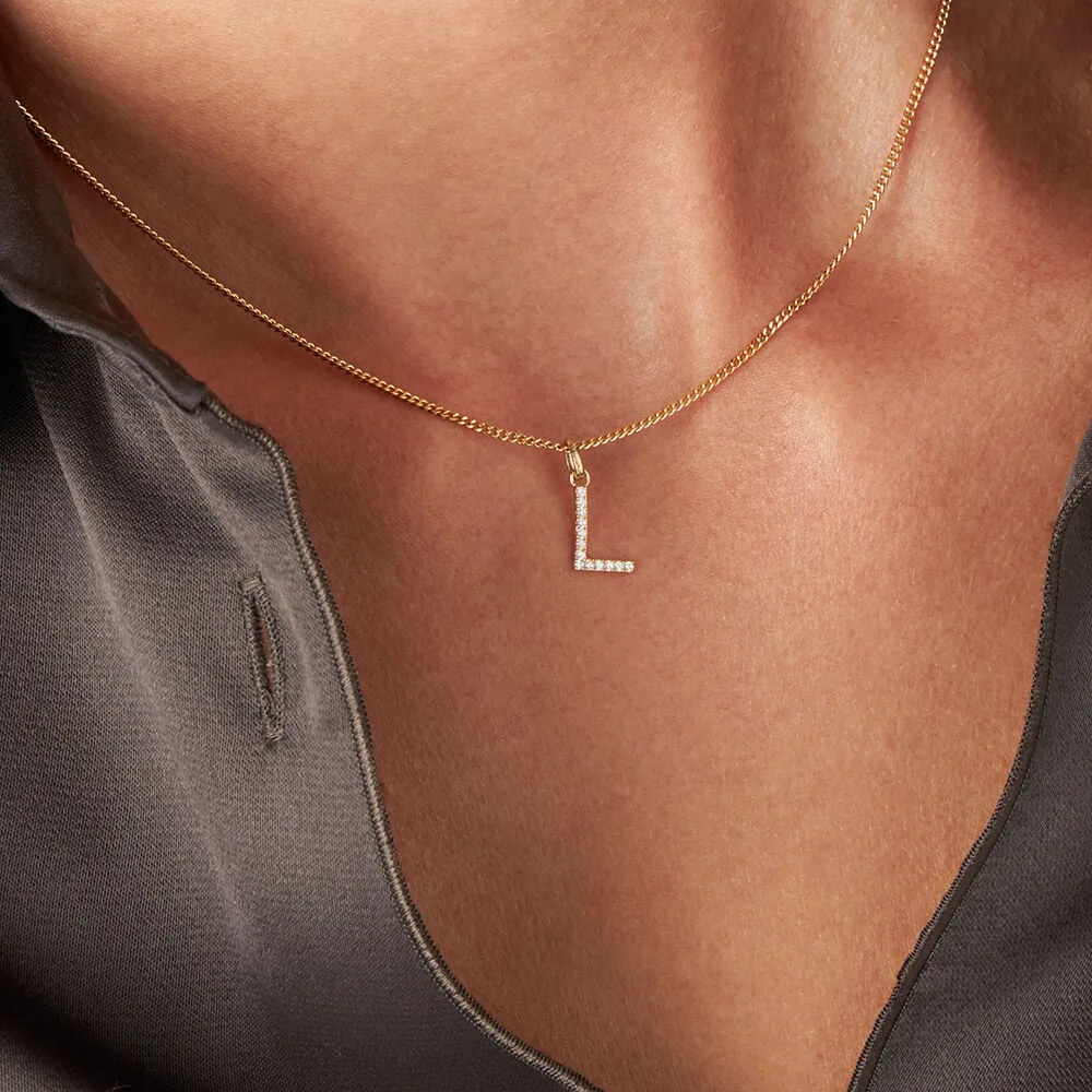 Pendente Lettera L Poème Oro Giallo 375/1000 Cubic Zirconia Bianco 1412453