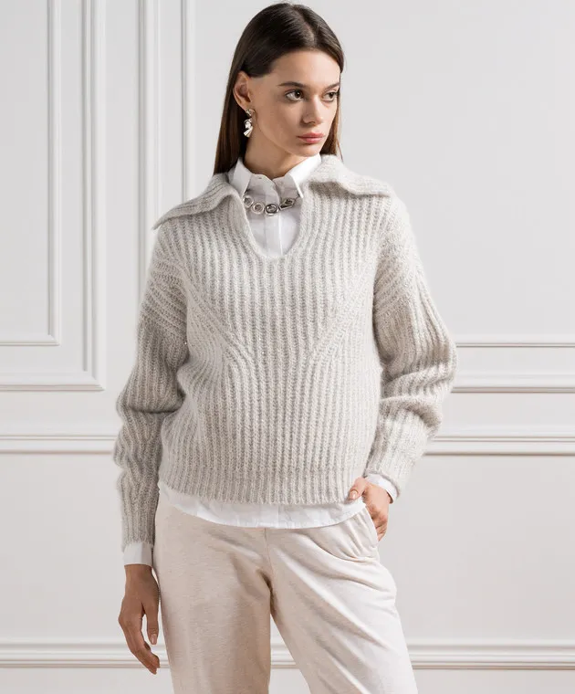 Peserico Maglione grigio con paillettes S99058F039087F