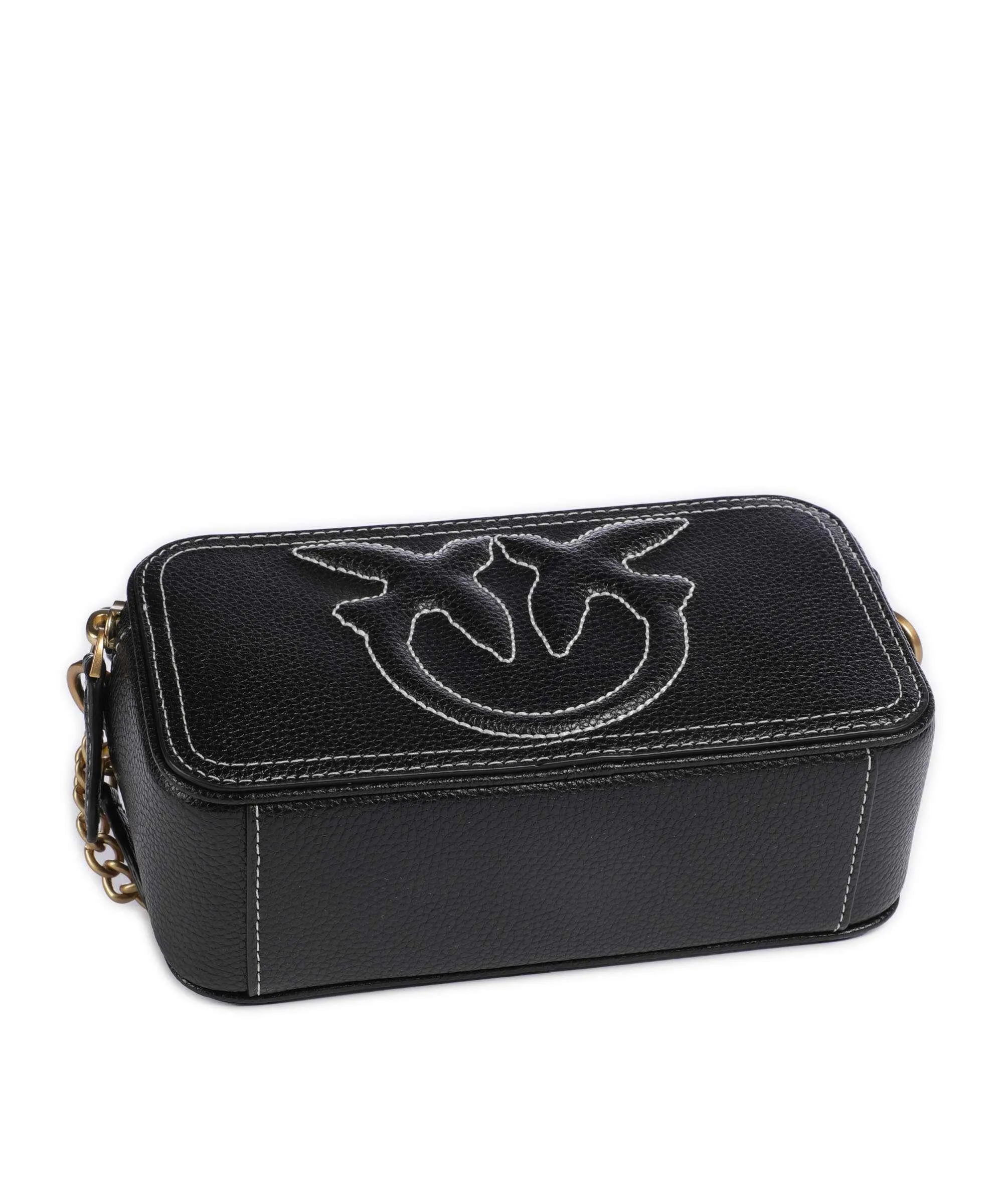  Pinko Carrie Borsa a tracolla pelle di vacchetta grana nero  
