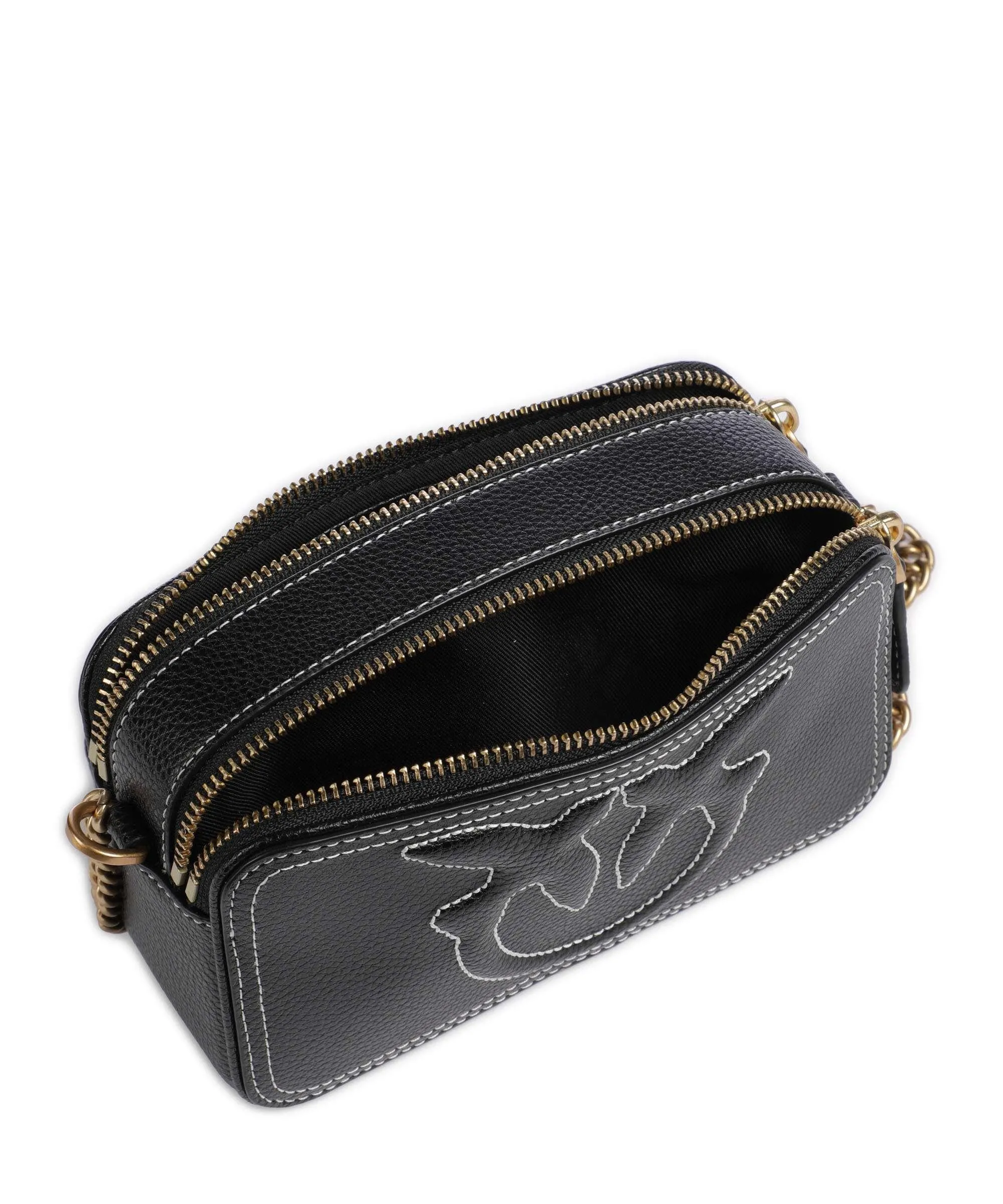 Pinko Carrie Borsa a tracolla pelle di vacchetta grana nero  