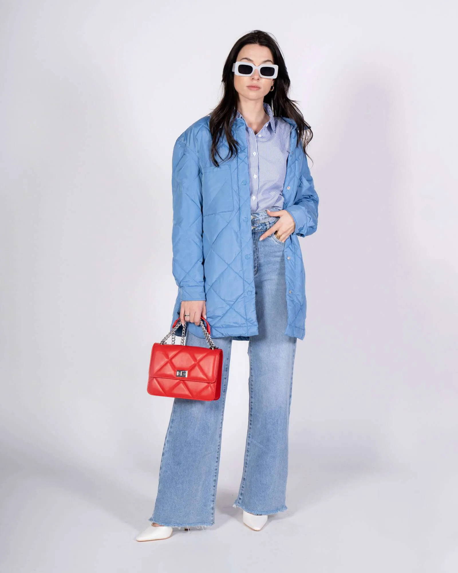 Piumino chemisier - Azzurro