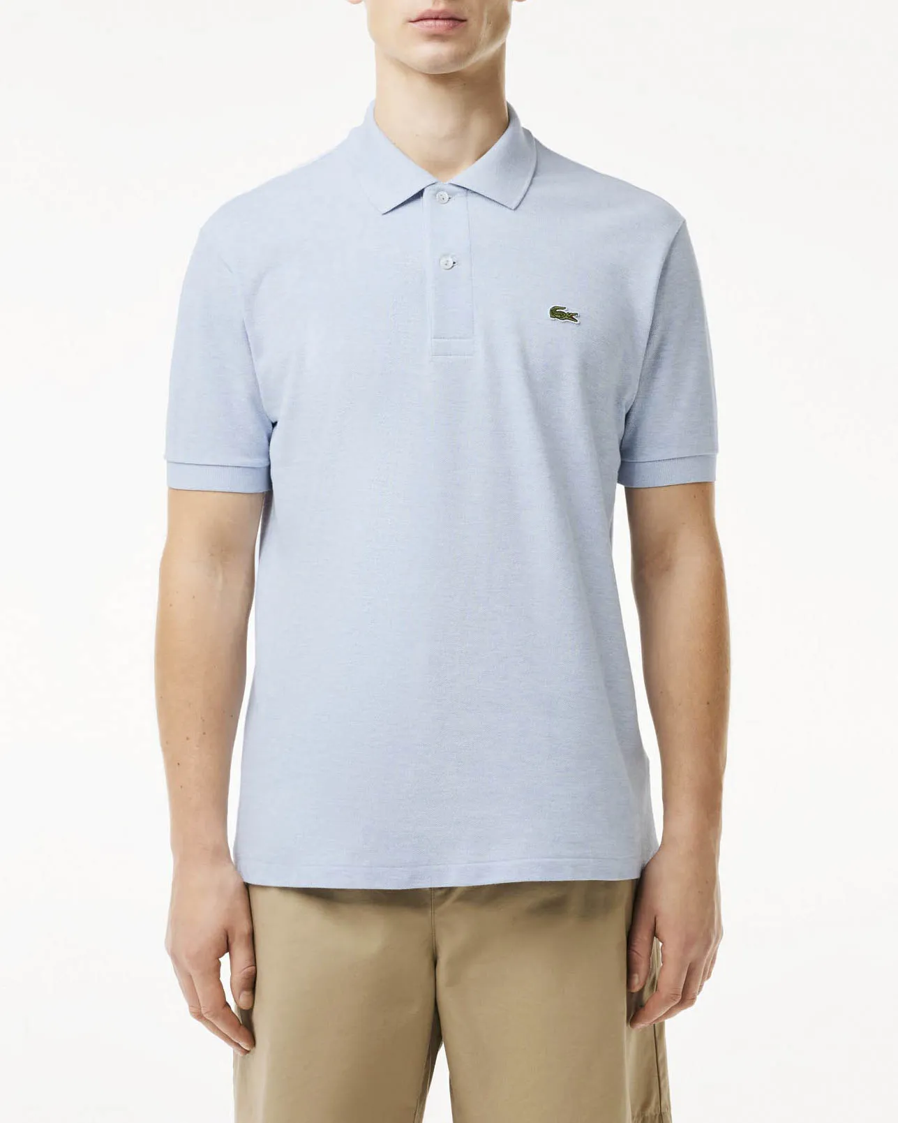 Polo azzurro melange classic fit L.12.64 in petit piqué