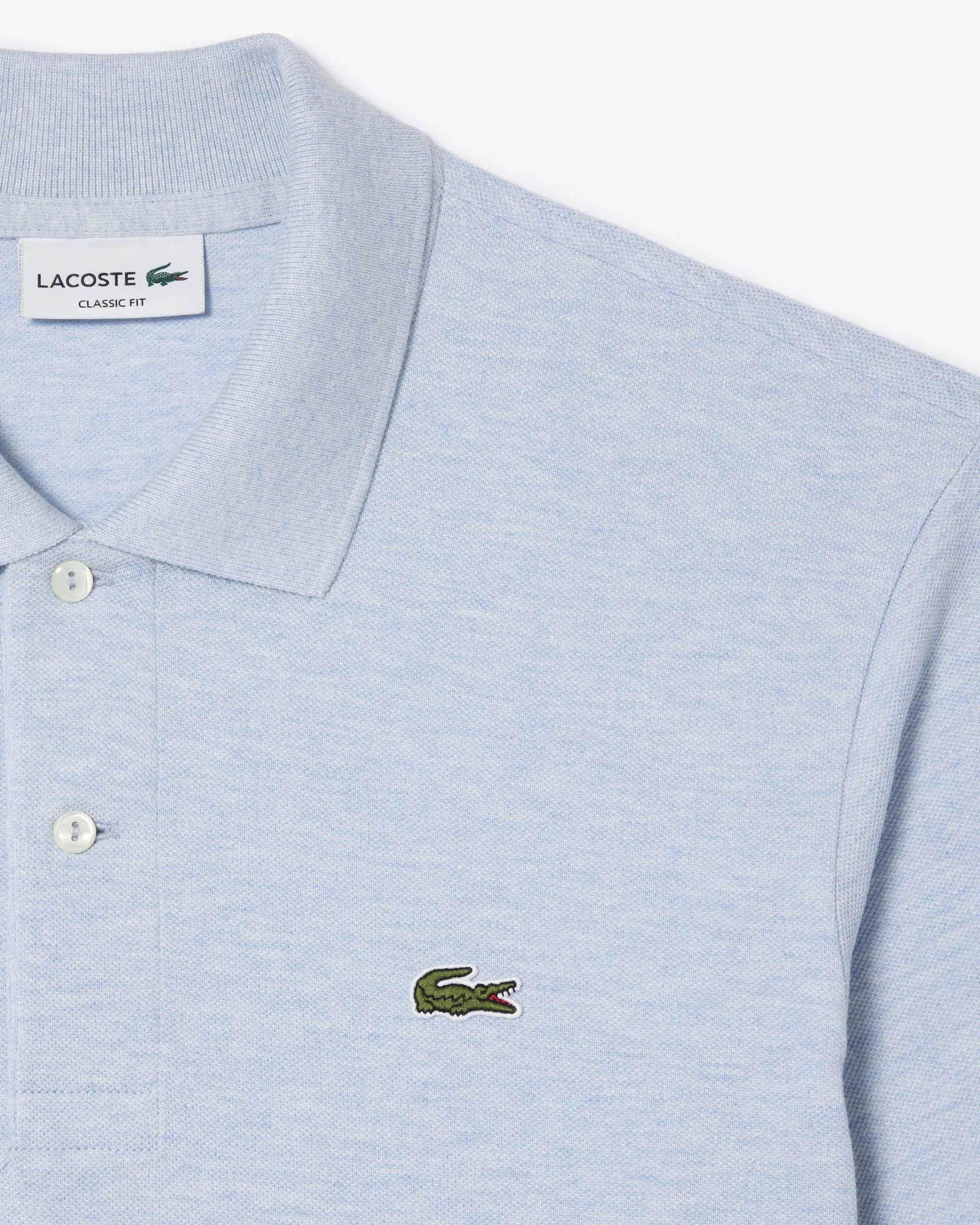 Polo azzurro melange classic fit L.12.64 in petit piqué