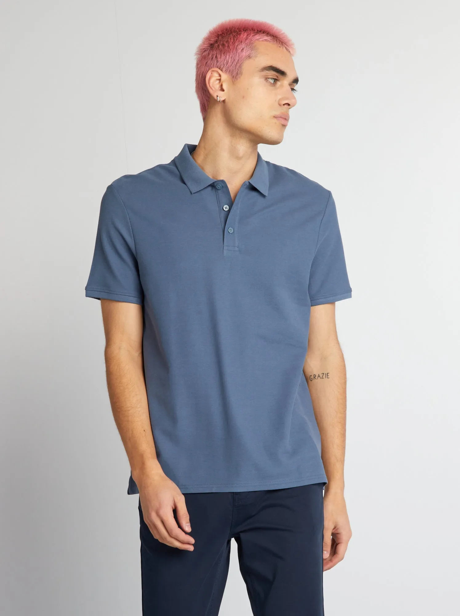 Polo in piqué di cotone - BLU