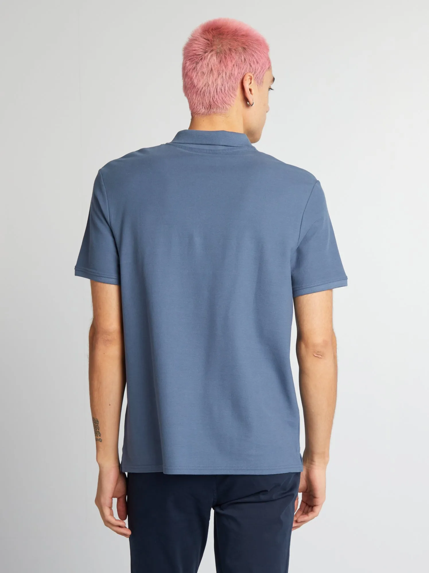 Polo in piqué di cotone - BLU