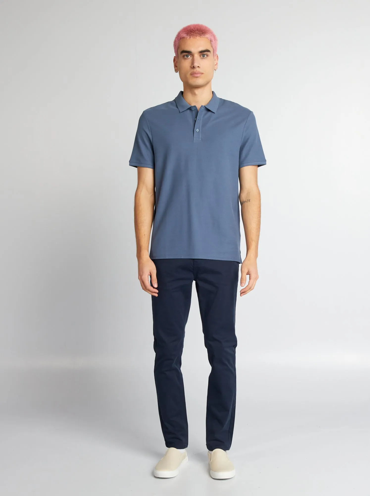 Polo in piqué di cotone - BLU