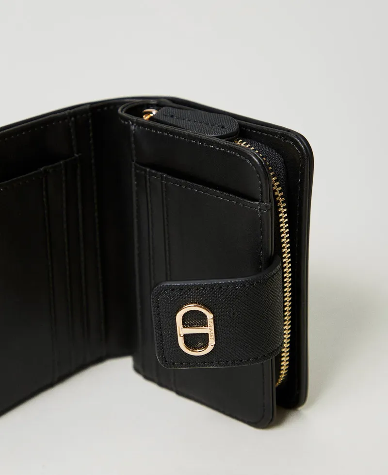 Portafoglio con zip e bottone Oval T