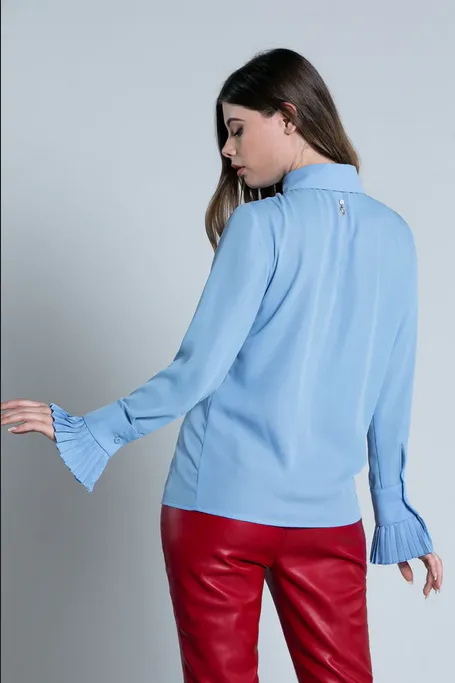 Relish Grosy Plissè long sleeve women's shirt RDA2203009030 1747 cashmere blue 