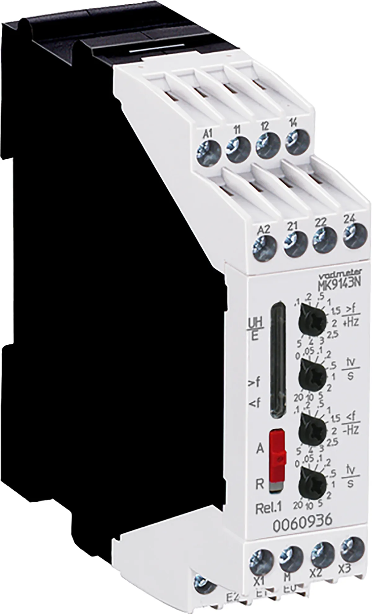 Relè di monitoraggio Frequenza Dold MK9143N.38 +/-5Hz UH=DC24V tv=0-20s tan=0-30s serie MK9143N, SPDT