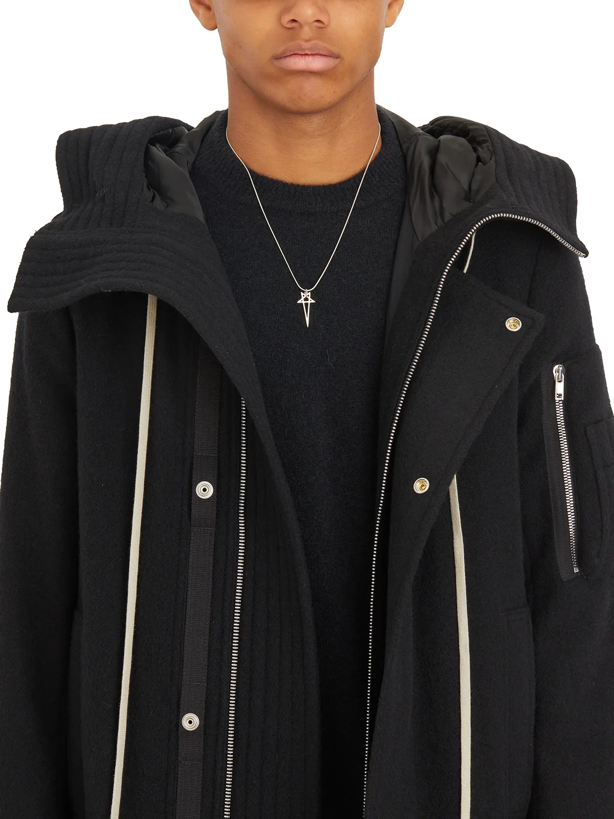 RICK OWENS  PARKA MEGAPARKA IN LANA BLACK 