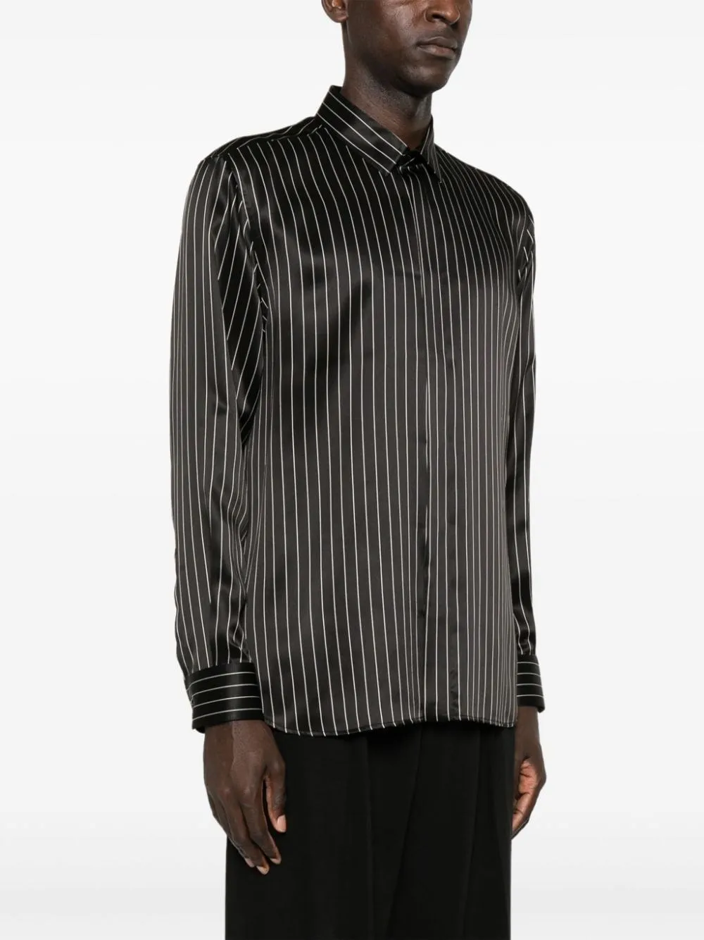   Saint Laurent  Camicia a righe in raso di seta  