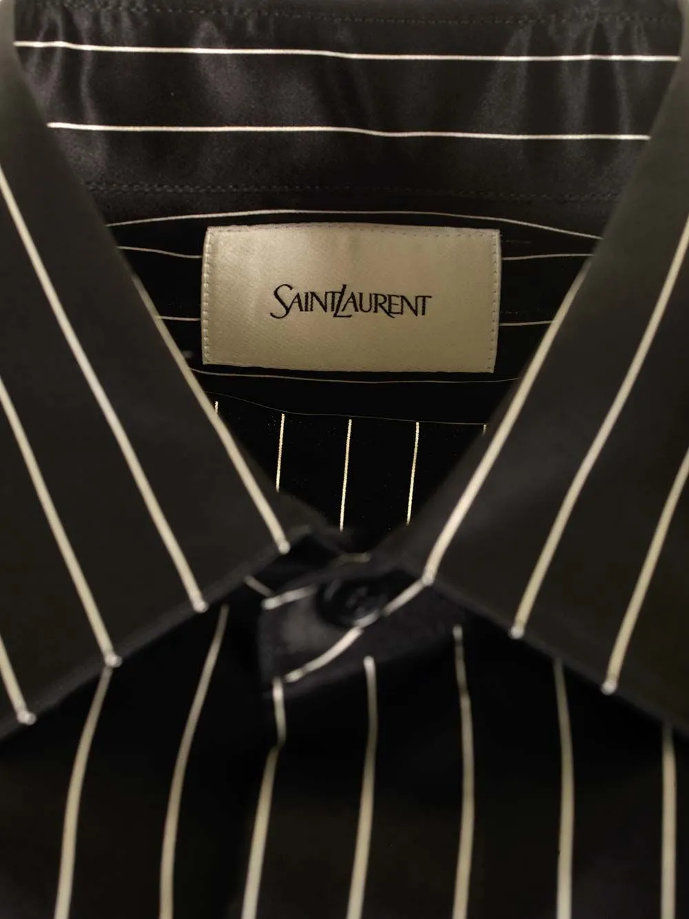   Saint Laurent  Camicia a righe in raso di seta  