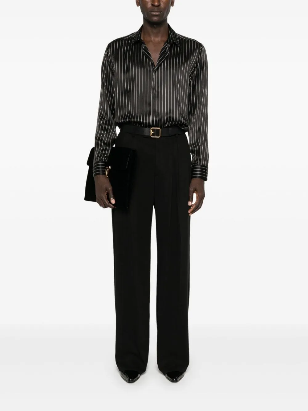   Saint Laurent  Camicia a righe in raso di seta  