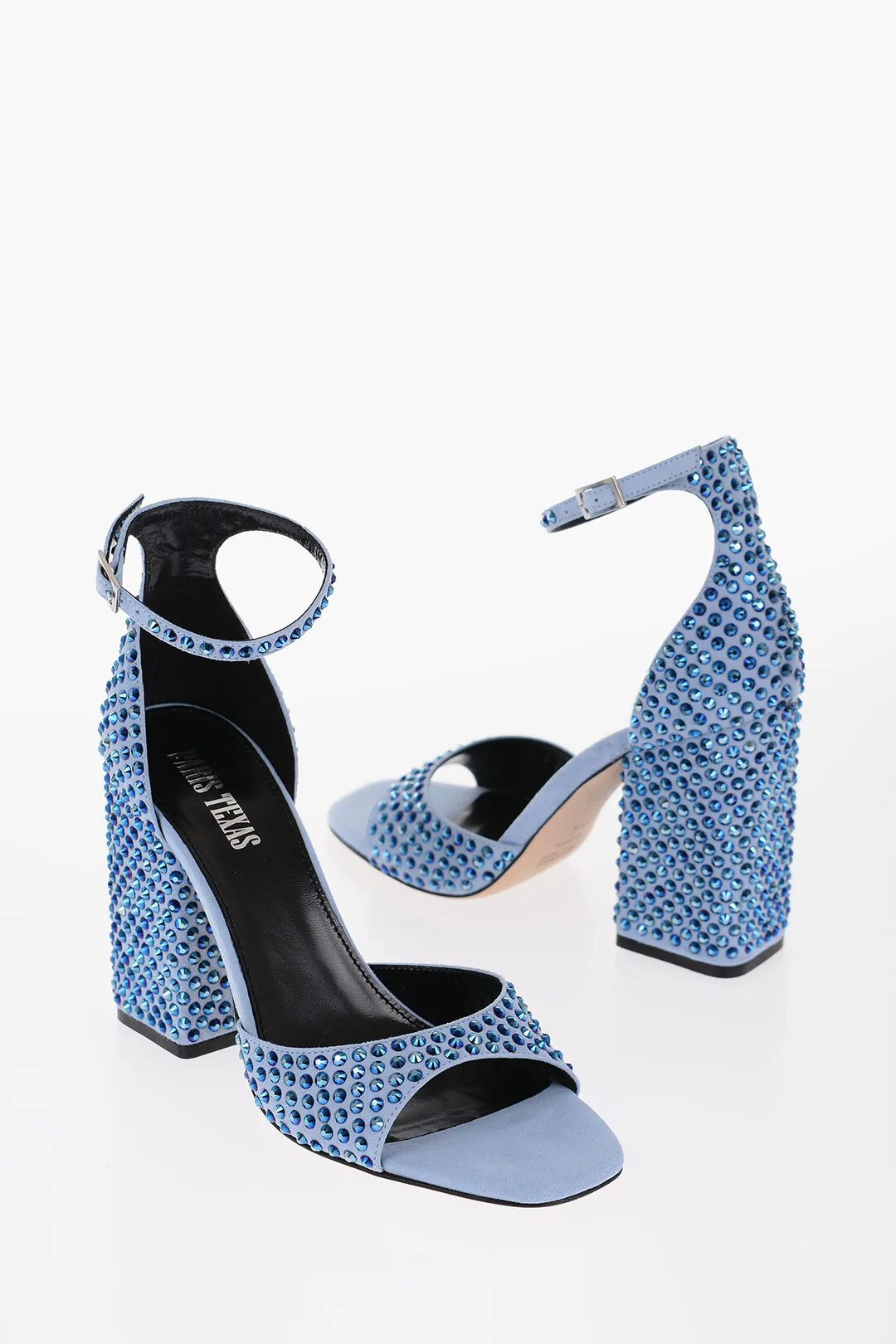 Sandali Ankle-Strap HOLLY in Camoscio Impreziositi da Strass Tacco 10cm