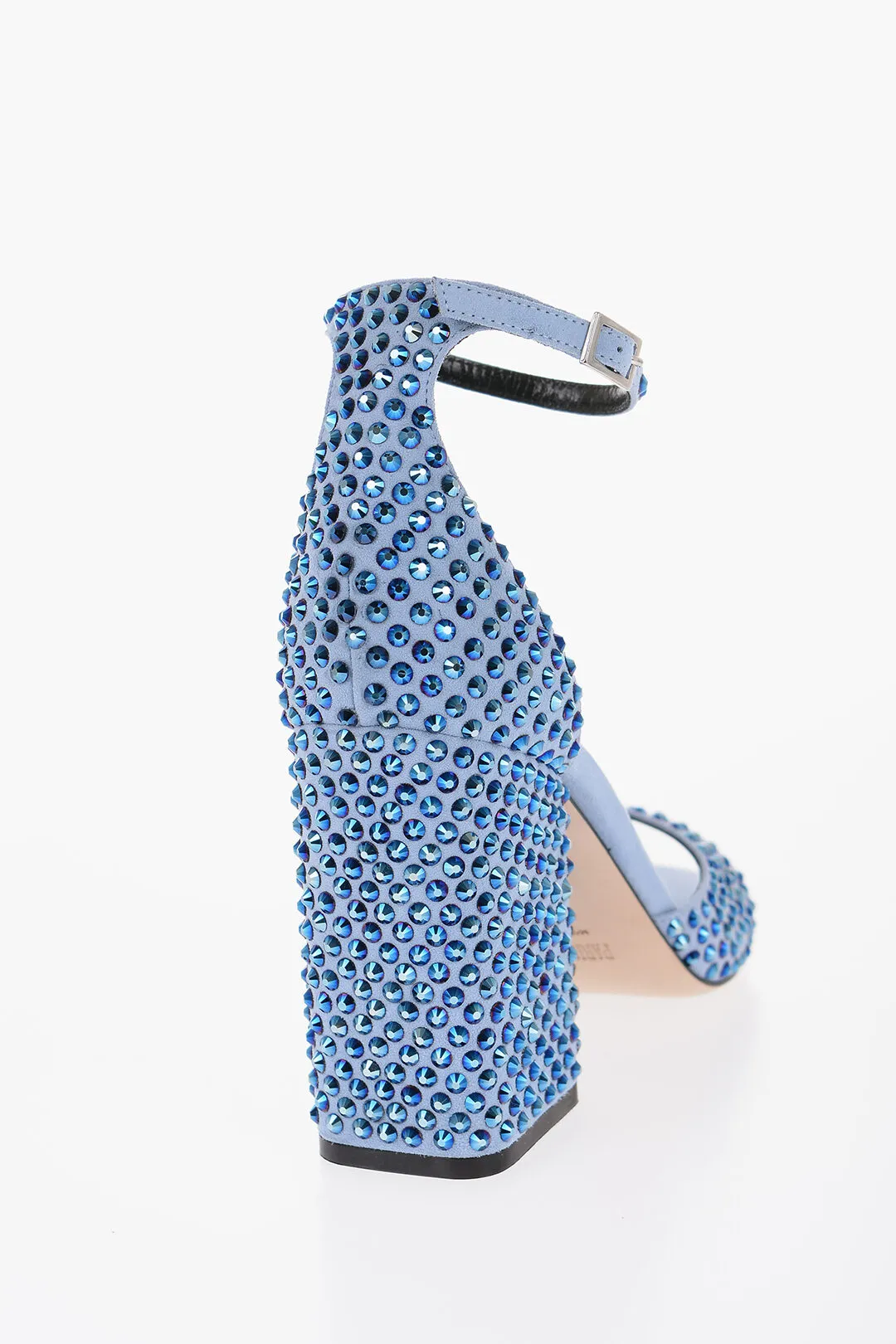 Sandali Ankle-Strap HOLLY in Camoscio Impreziositi da Strass Tacco 10cm