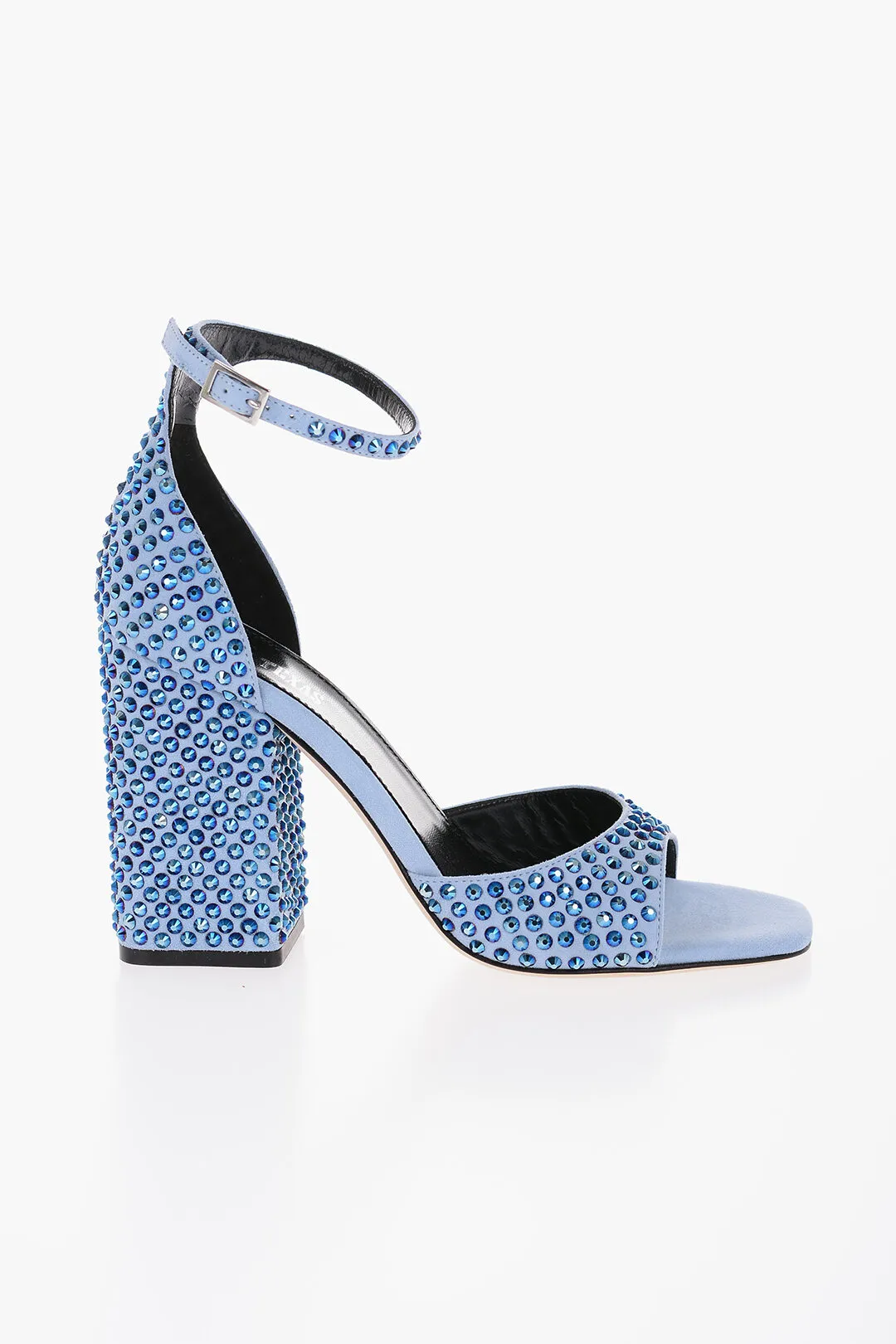 Sandali Ankle-Strap HOLLY in Camoscio Impreziositi da Strass Tacco 10cm