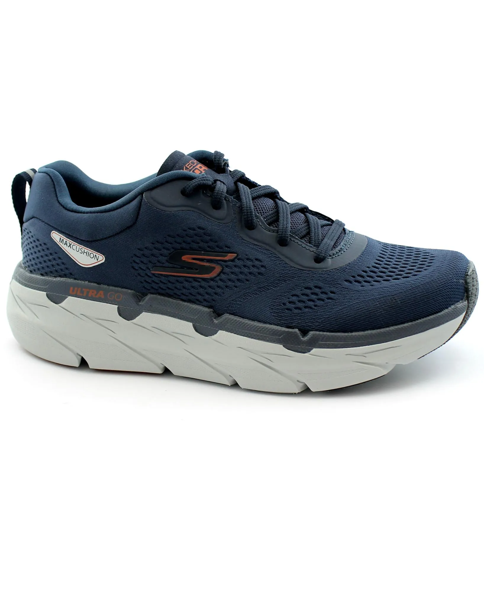 SKECHERS 220068 MAX CUSHIONING PREMIER navy orange blu scarpe uomo sneakers lacci
