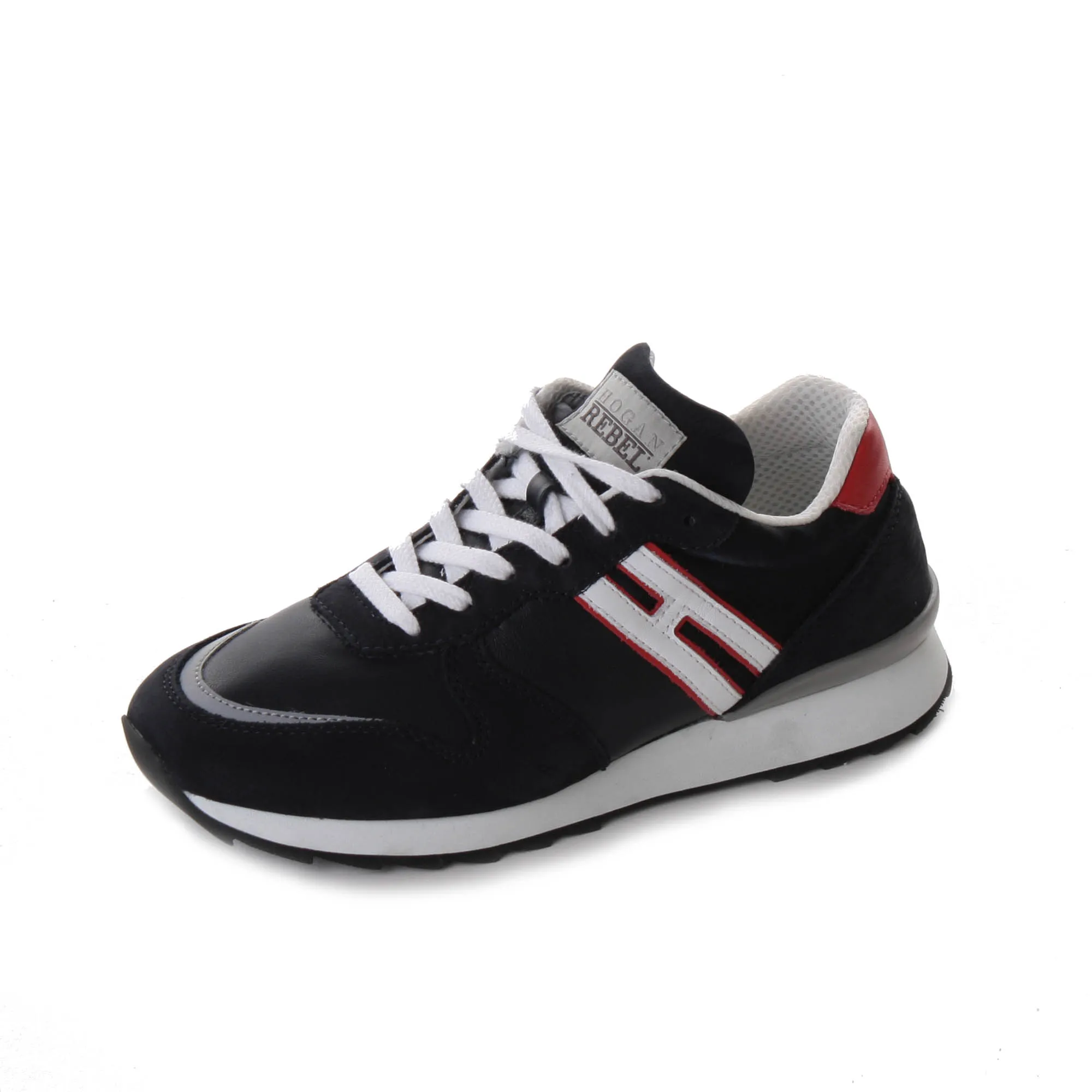 Sneaker Running Boy Blu In Pelle E Camoscio
