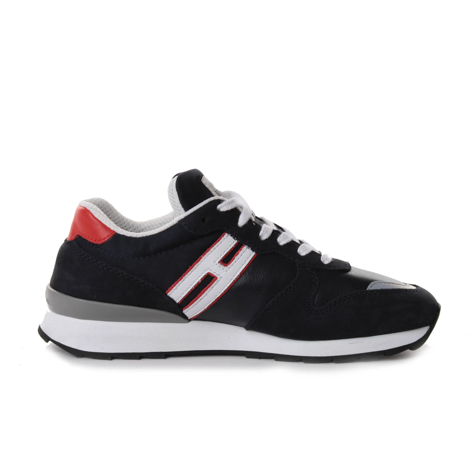 Sneaker Running Boy Blu In Pelle E Camoscio