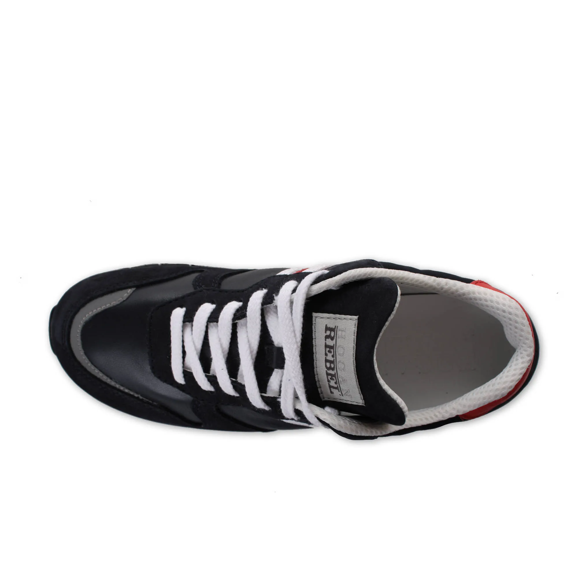 Sneaker Running Boy Blu In Pelle E Camoscio