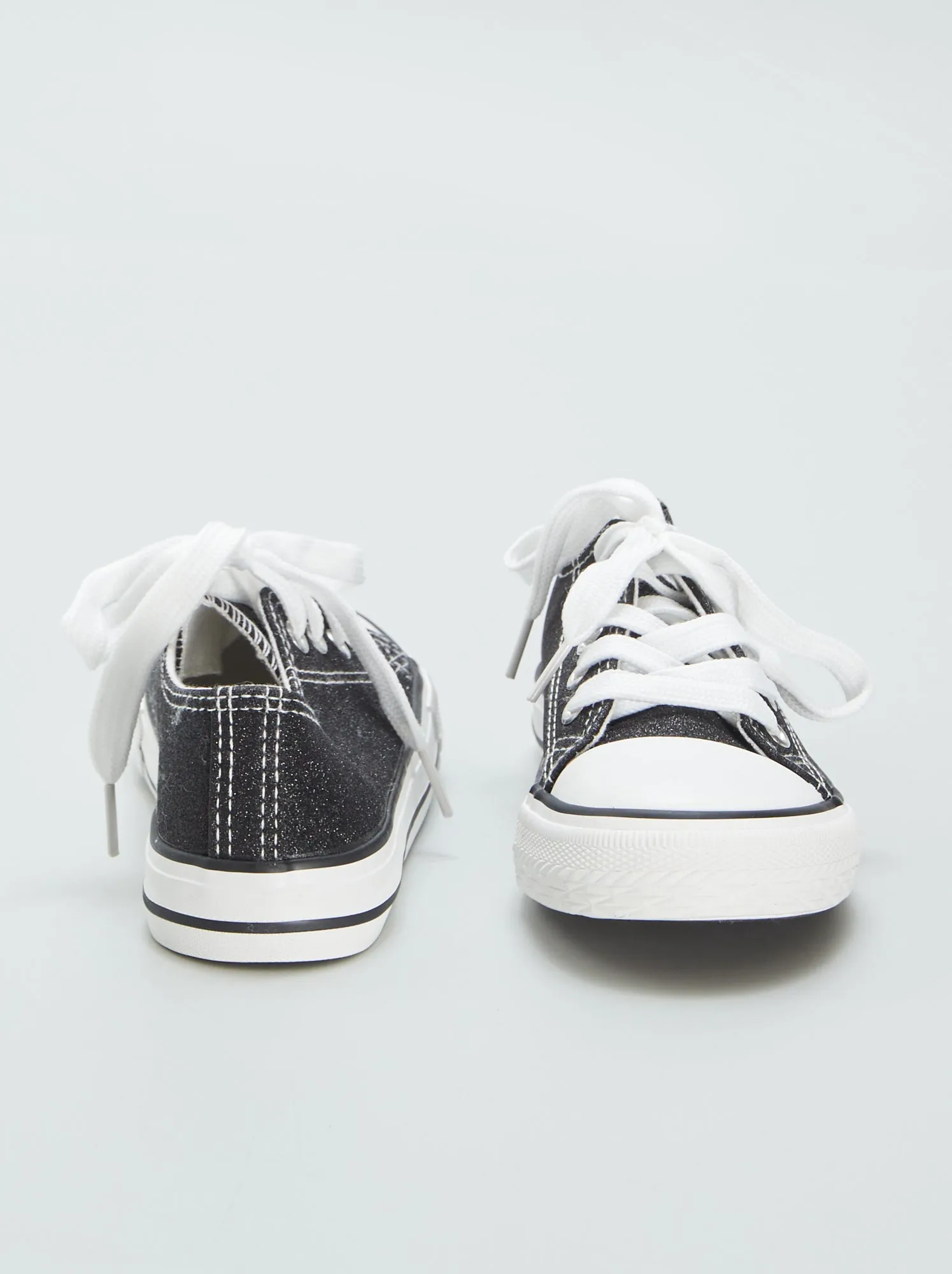 Sneakers basse in tela con paillettes - nero
