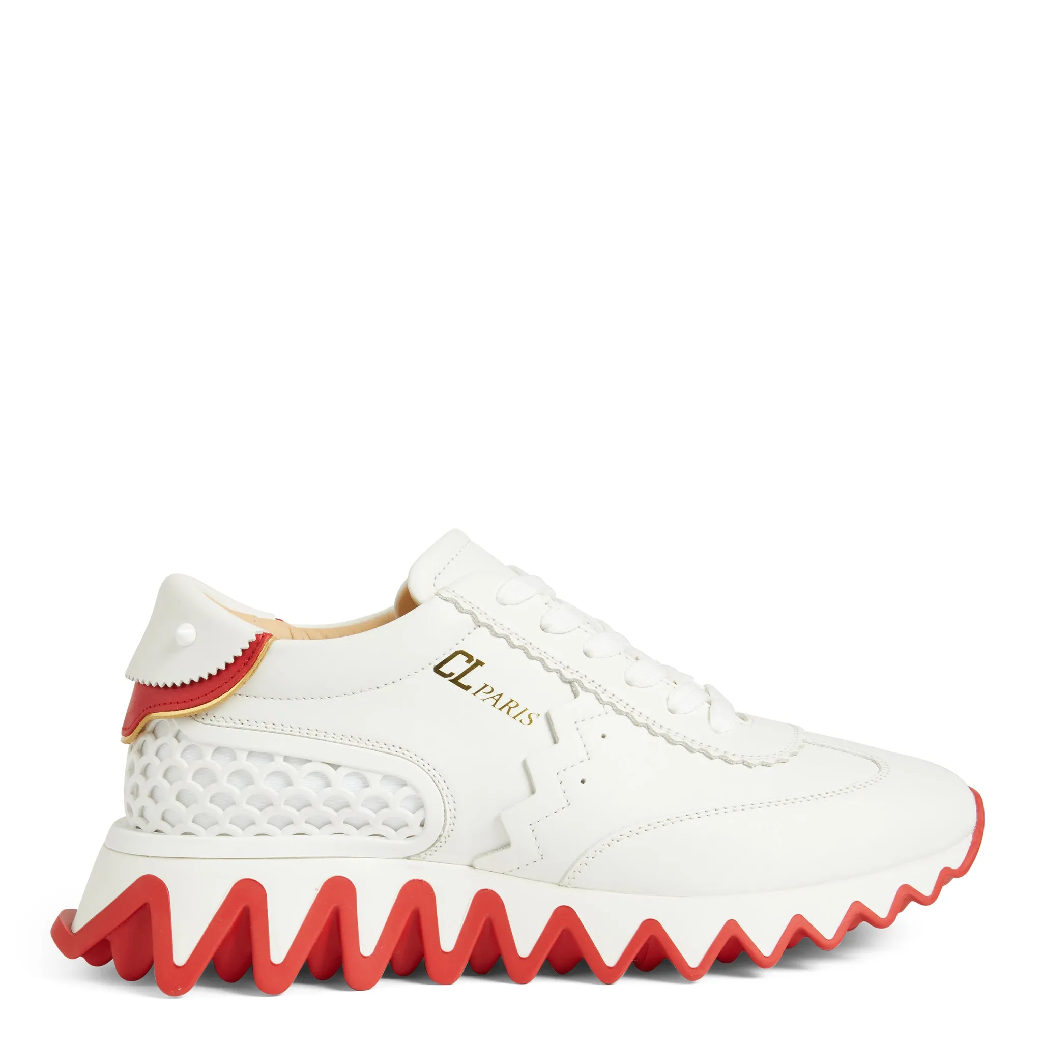 Sneakers ''Loubi Shark'' in pelle bianca