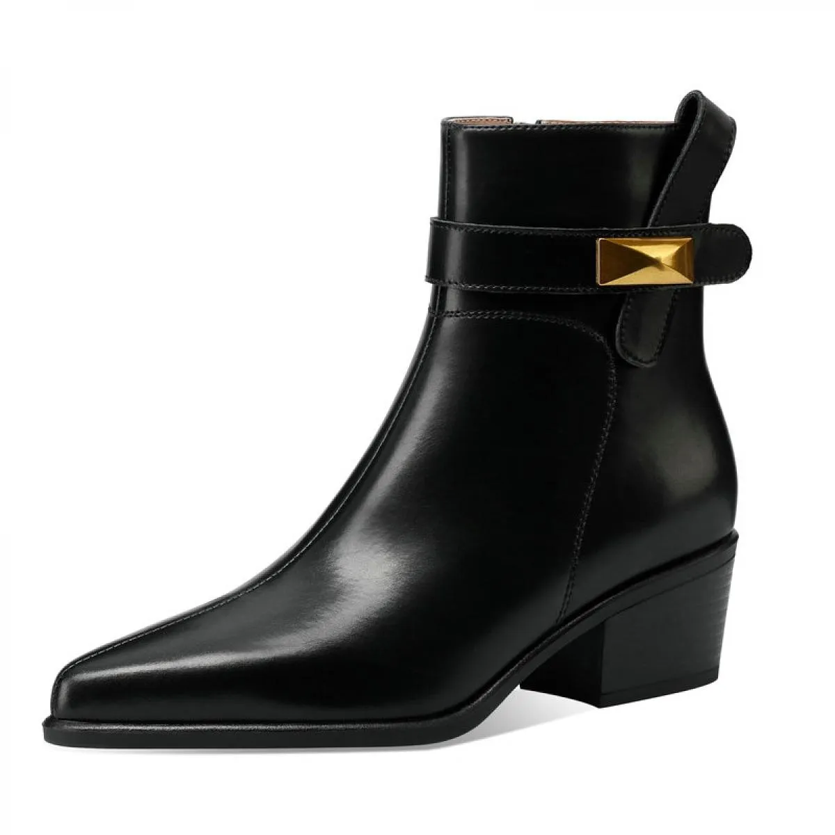 Stivaletti da donna Autunno Inverno Punta quadrata Tacco medio Scarpe da donna da ufficio in vera pelle Donna Taglia 34 40