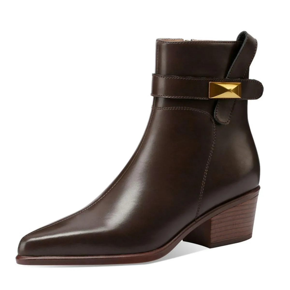 Stivaletti da donna Autunno Inverno Punta quadrata Tacco medio Scarpe da donna da ufficio in vera pelle Donna Taglia 34 40