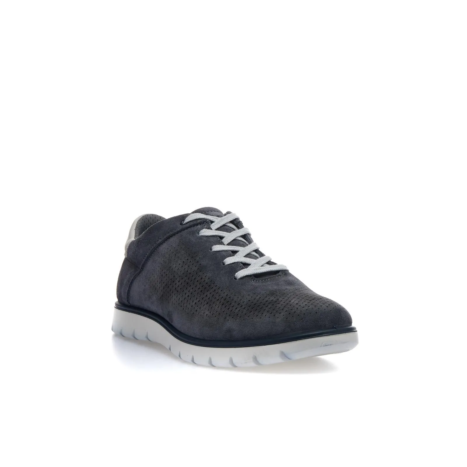 Stringate blu sportive in pelle