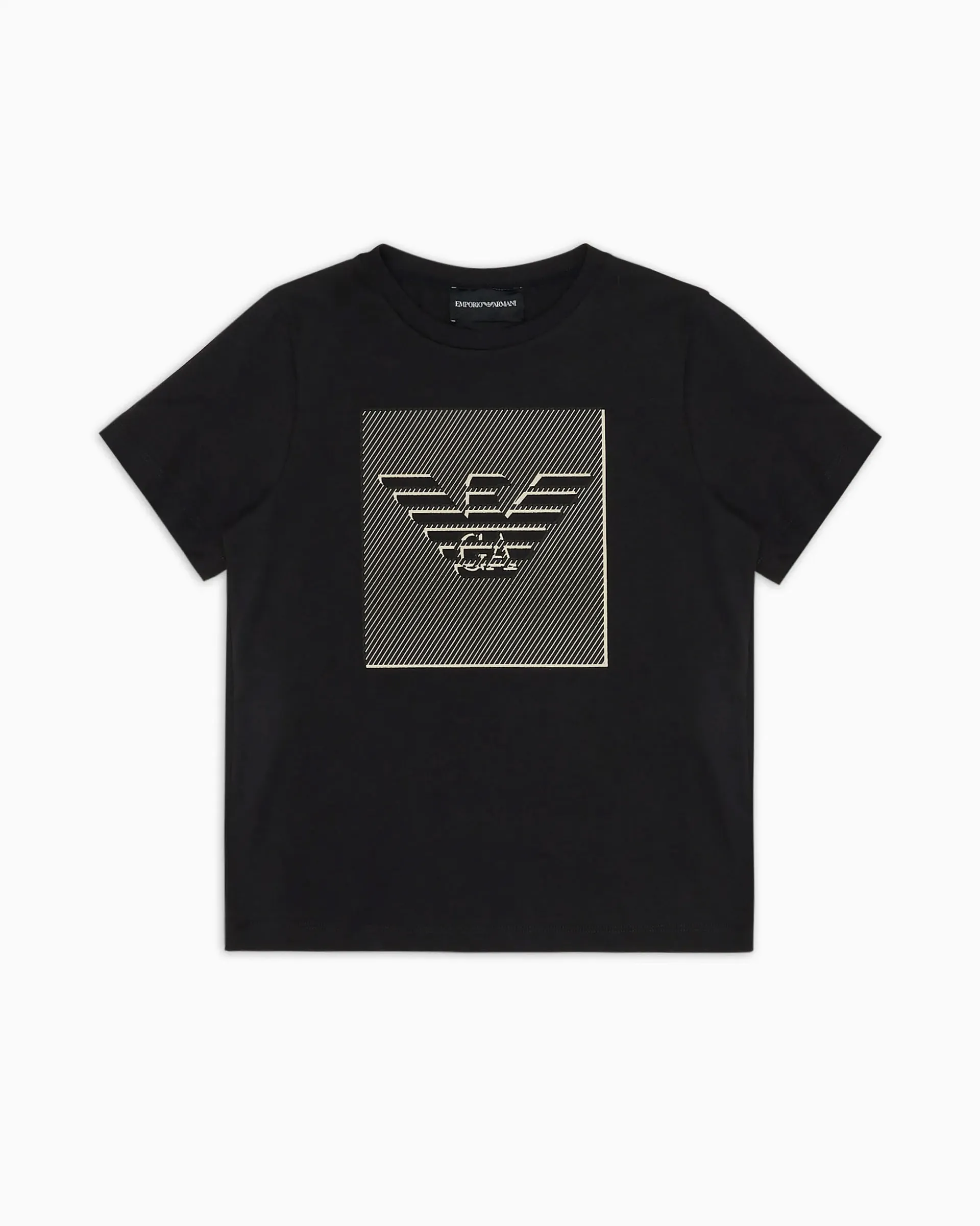 T-shirt blu in cotone a mezza manica con logo aquila in grafica 3D 10-16 anni