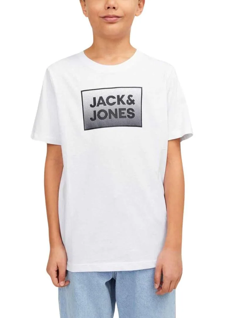 T-Shirt Jack & Jones Acciaio Bianco per Bambino