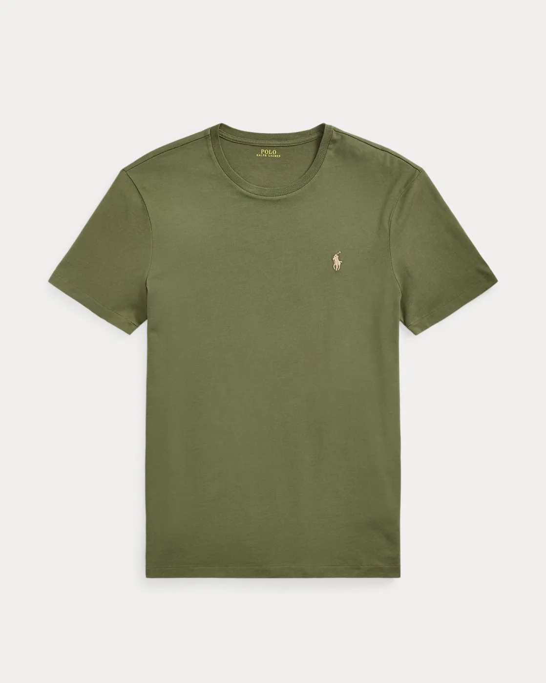 T-shirt verde militare mezza manica custom slim-fit con logo pony