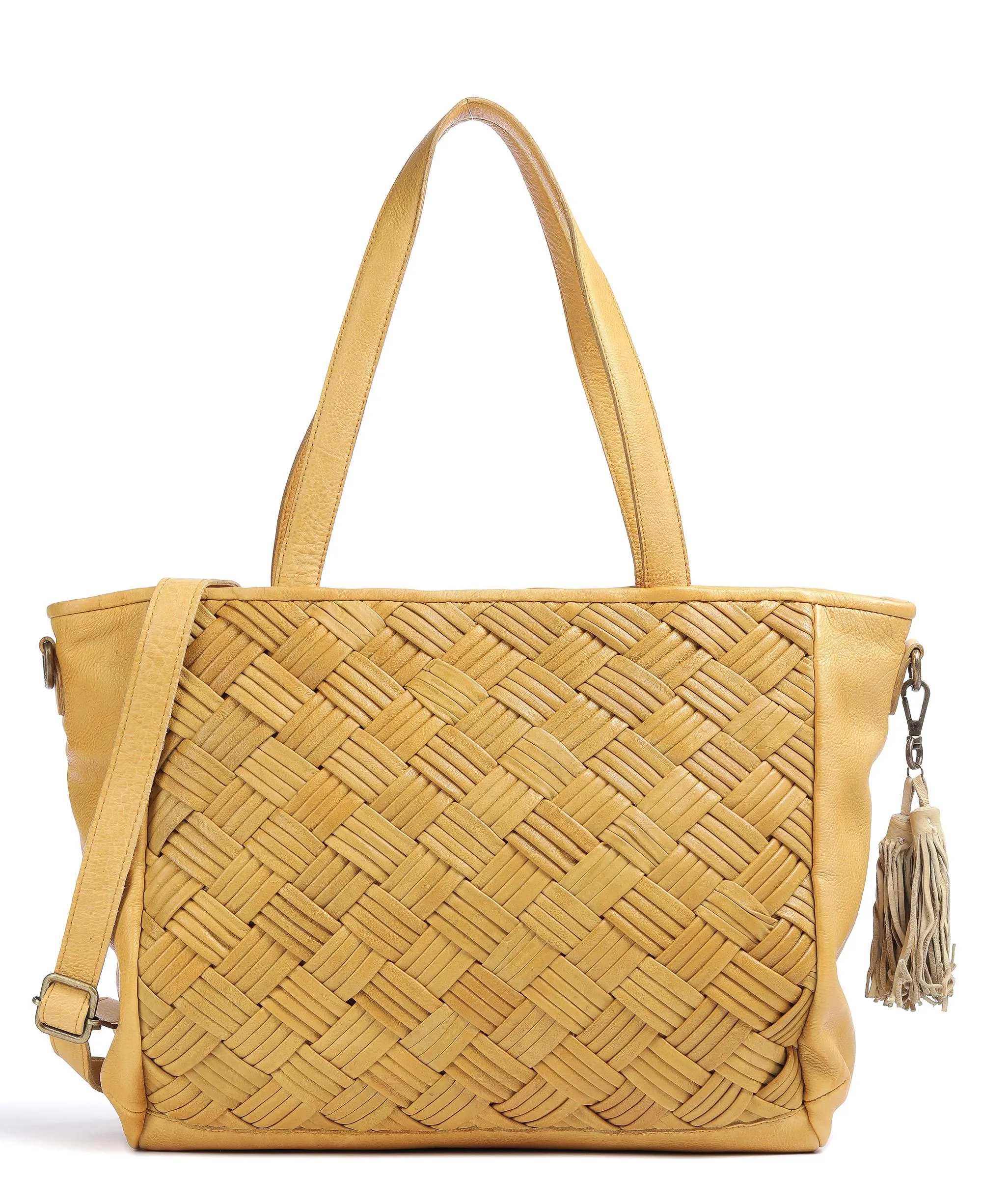  Taschendieb Wien Sommerergasse 7 Borsa shopper pelle di vacchetta grana, pelle di pecora curry  