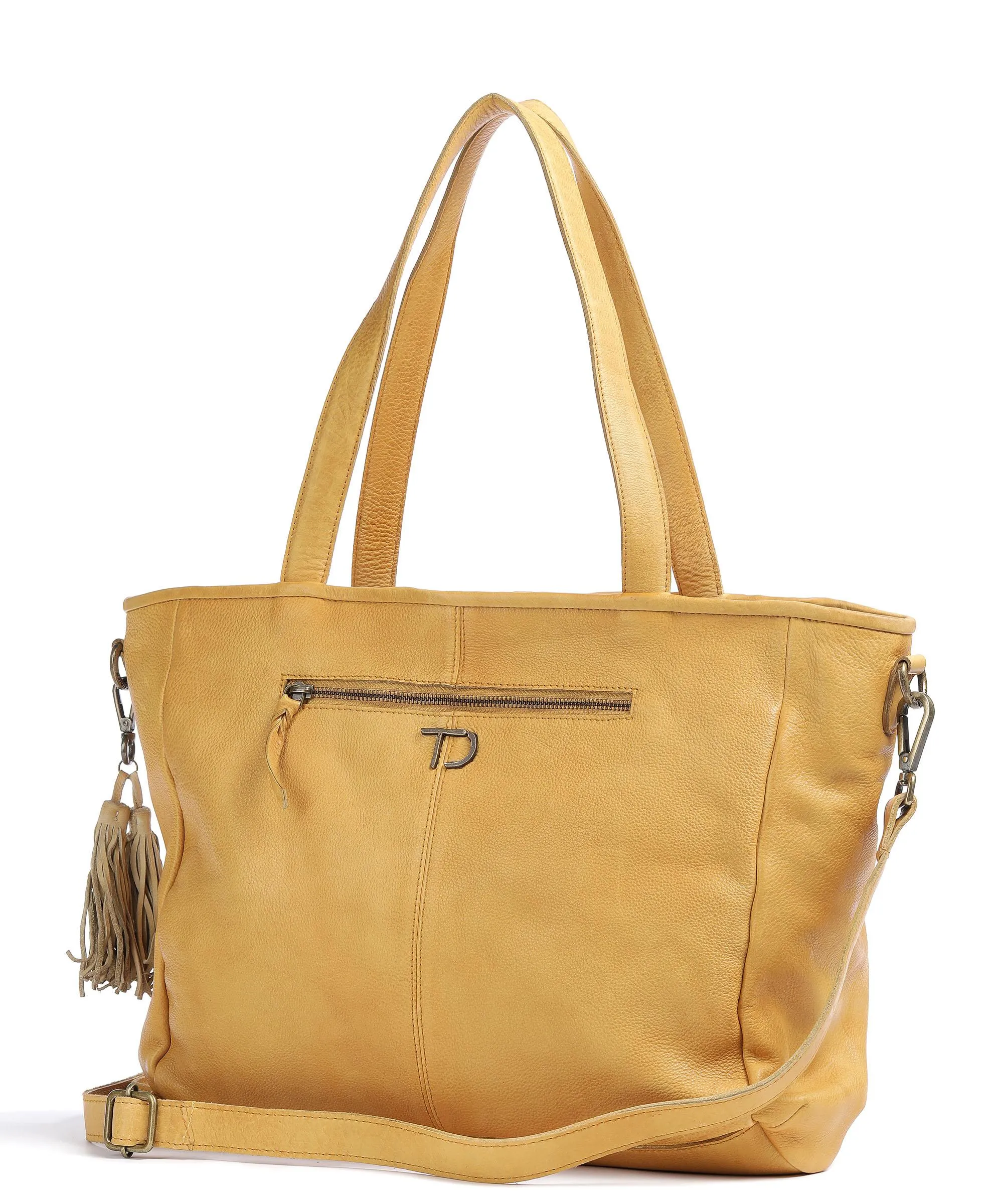  Taschendieb Wien Sommerergasse 7 Borsa shopper pelle di vacchetta grana, pelle di pecora curry  