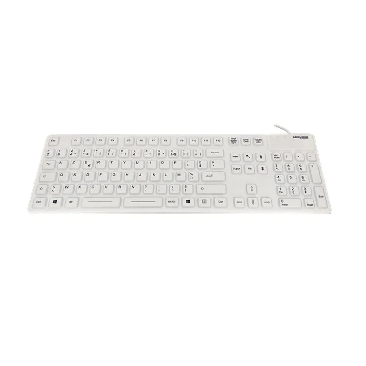 Tastiera Bianco Cablato PS/2, USB Ceratech, QWERTY (francese) Medico