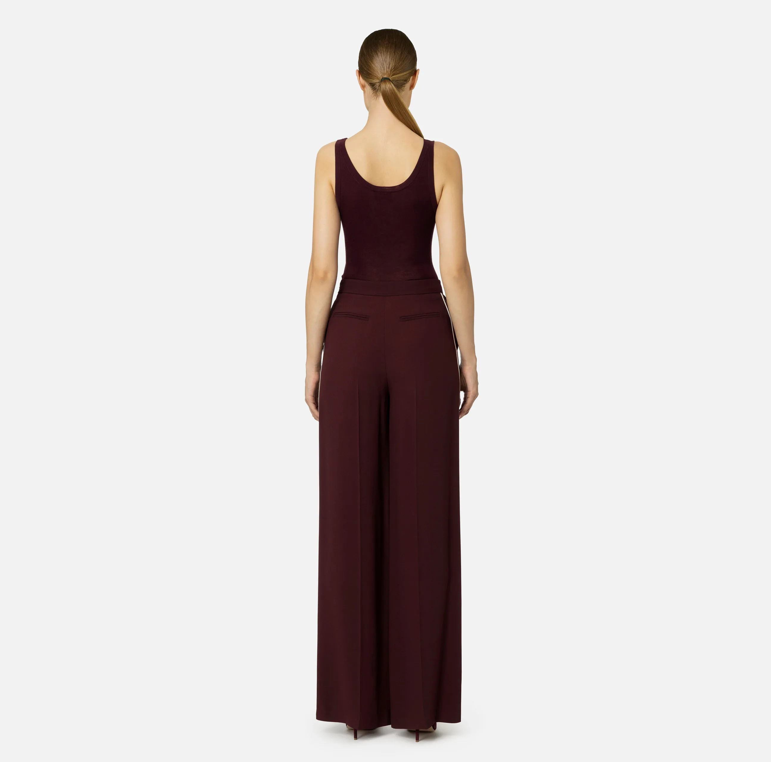 Top in lana merino con logo jacquard