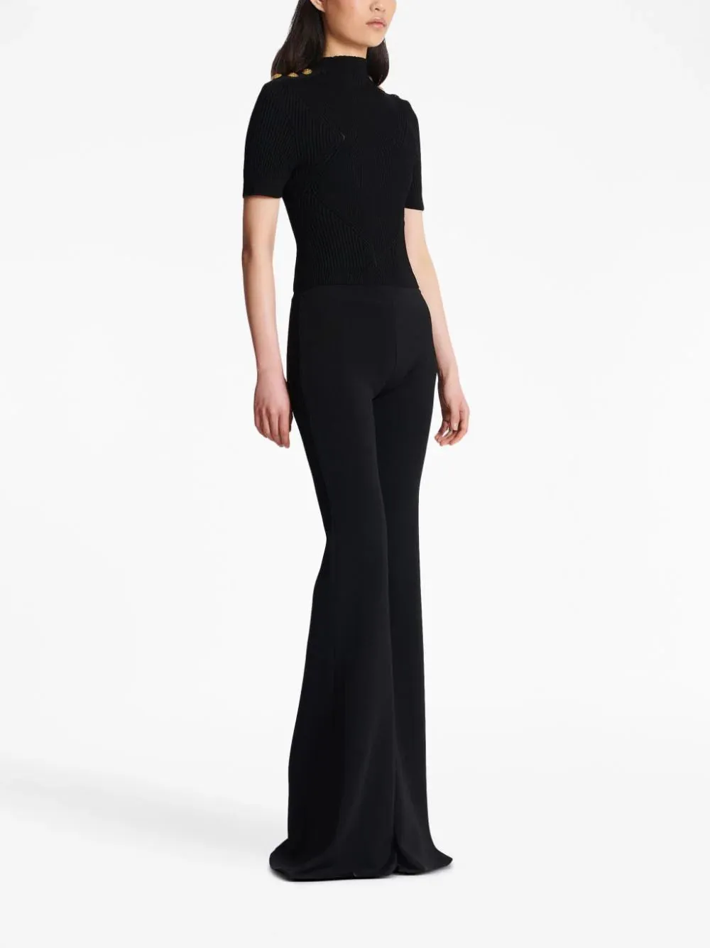 Top in maglia fine a coste
