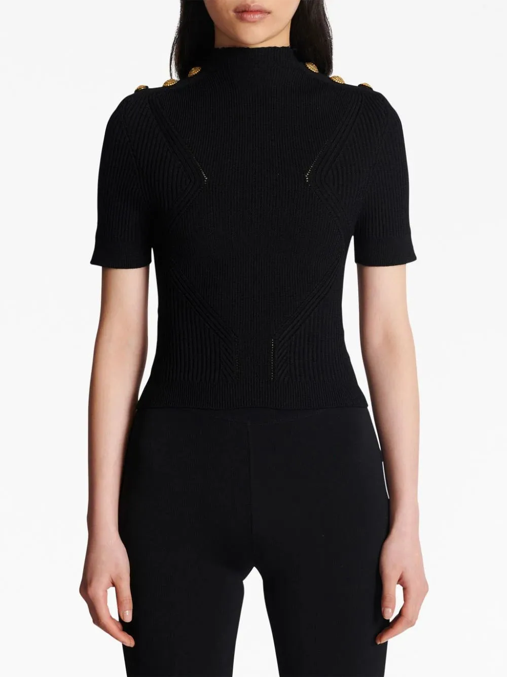 Top in maglia fine a coste