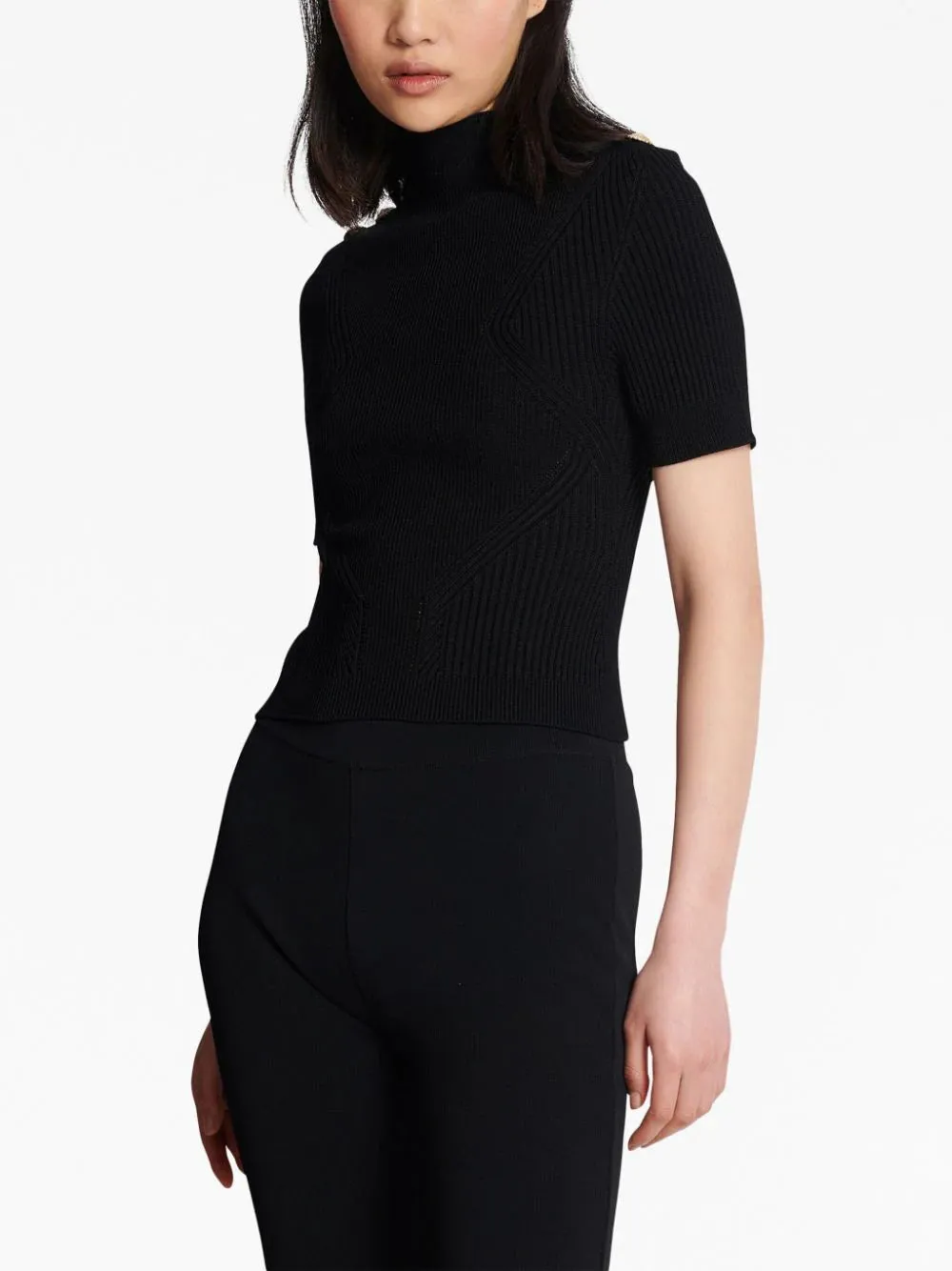 Top in maglia fine a coste