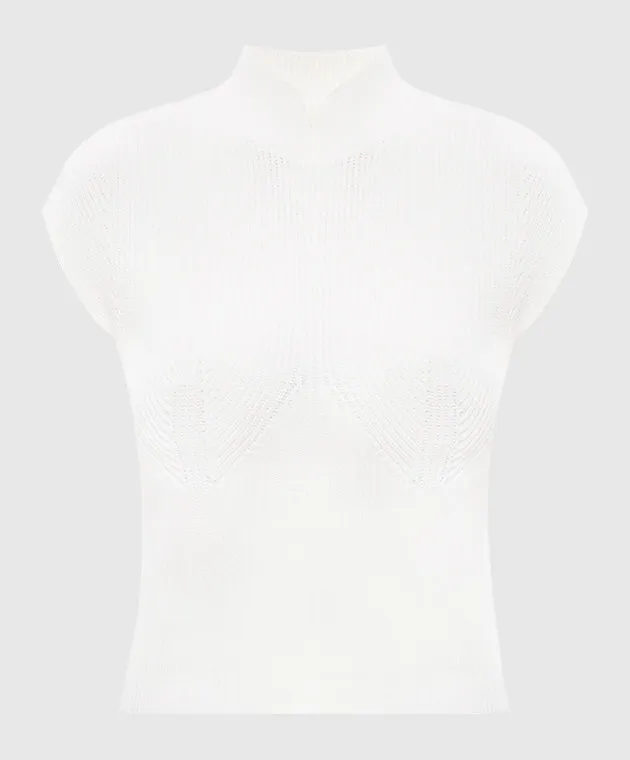 Twinset Top bianco con logo T ovale metallico 242TP3110
