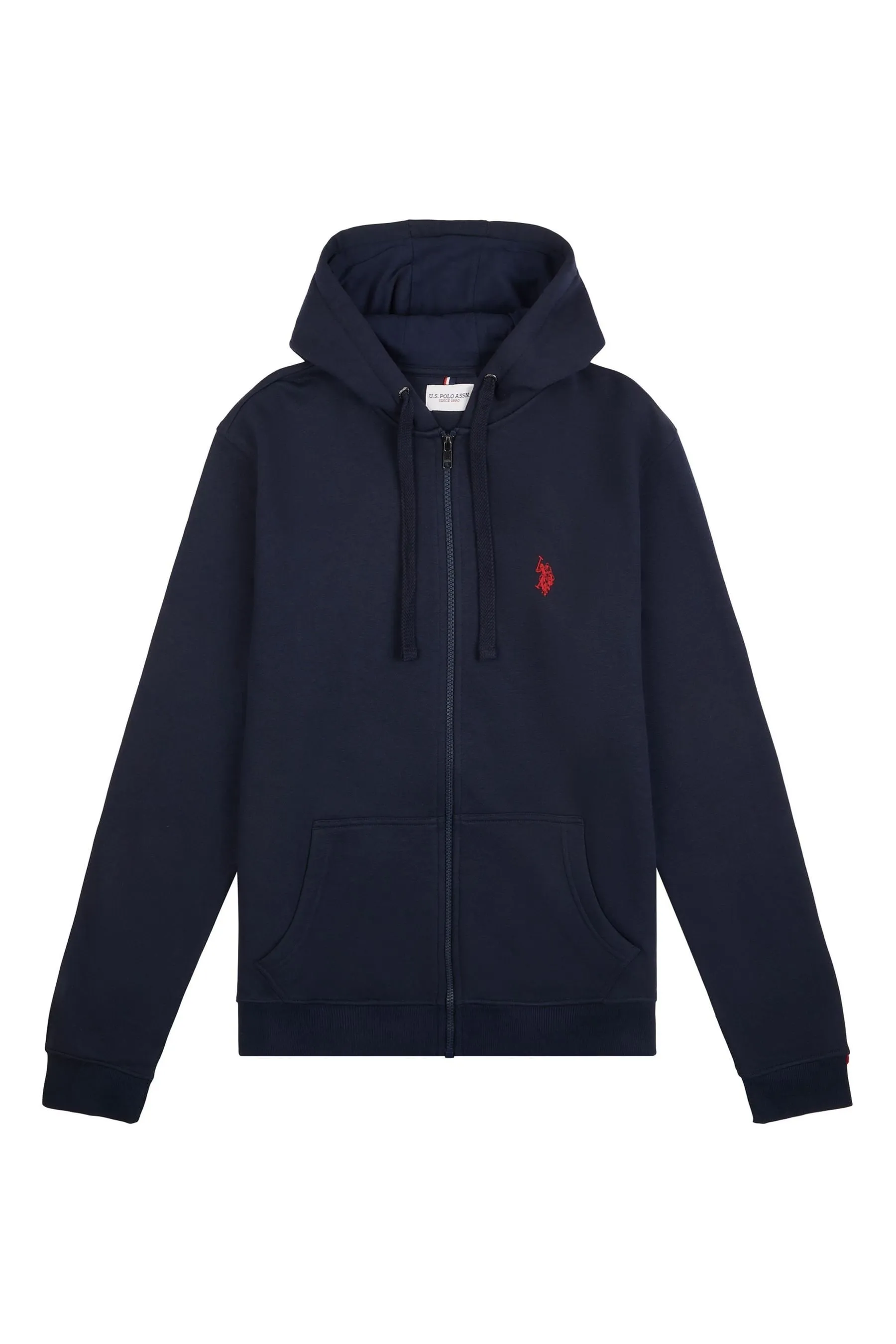 U.S. Polo Assn. Uomo - Felpa con cappuccio, zip e doppio cavaliere vestibilità classica