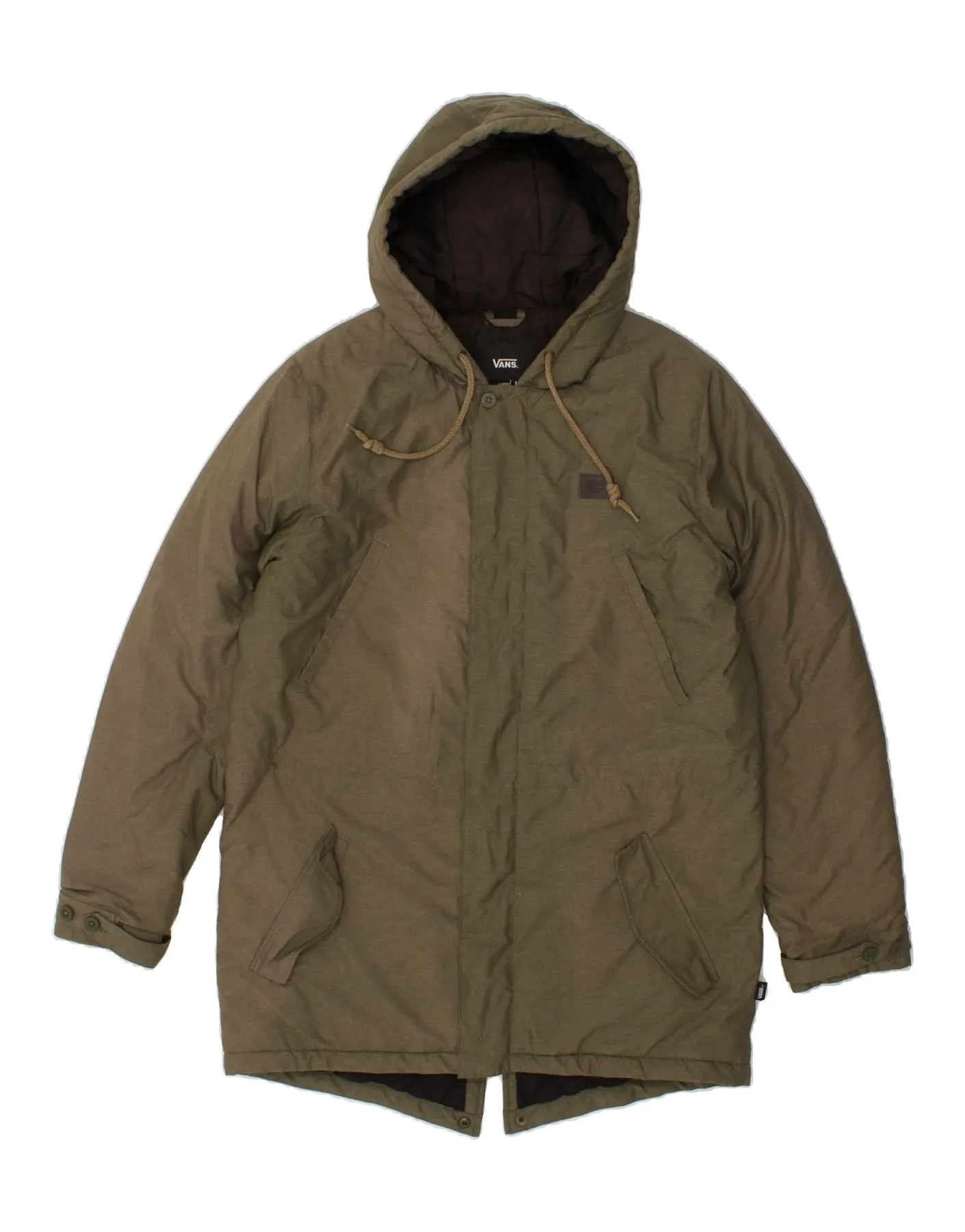VANS Mens Hooded Parka Jacket UK 40 Large Khaki Polyester